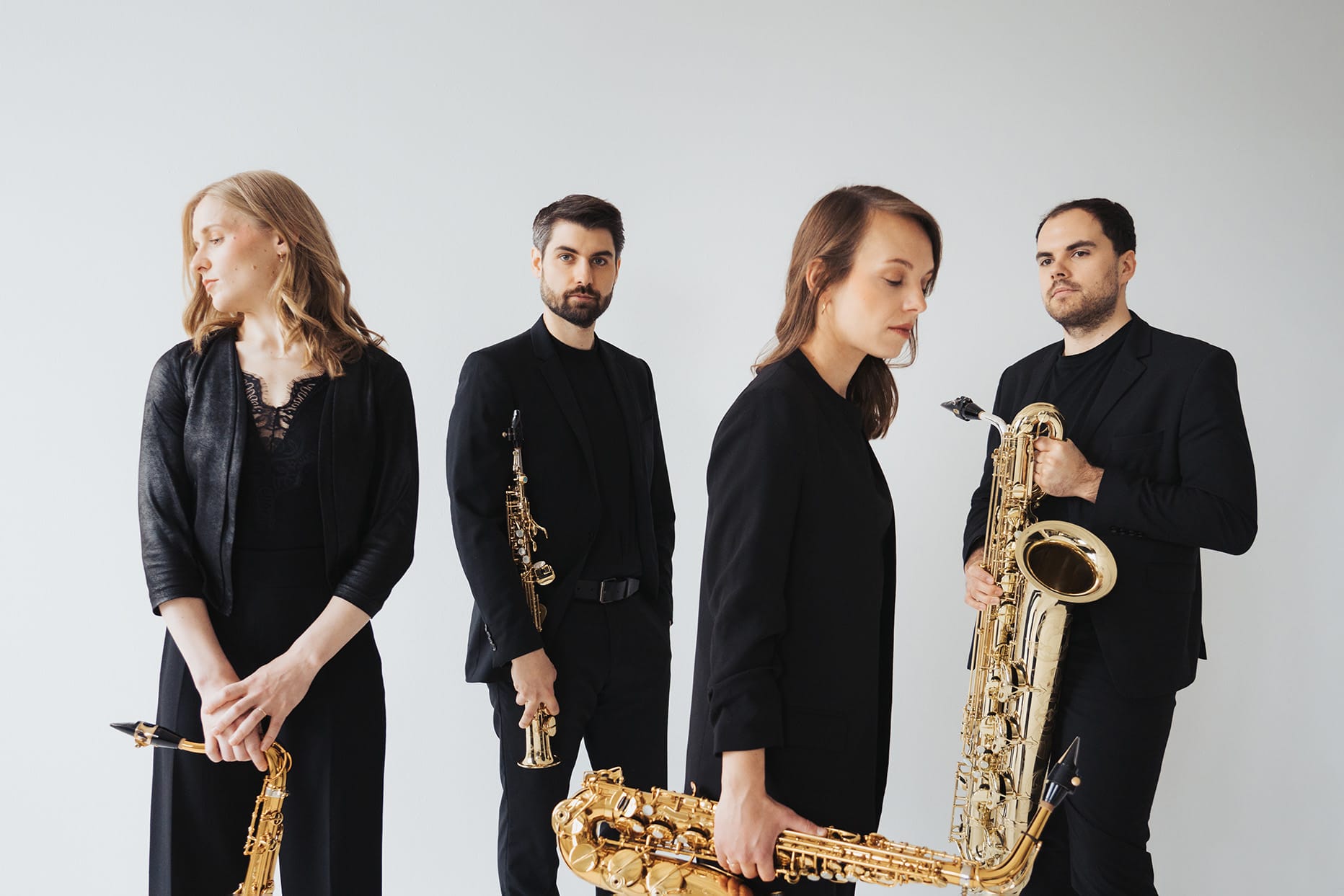 Arcis Saxophon Quartett mit Instrumenten